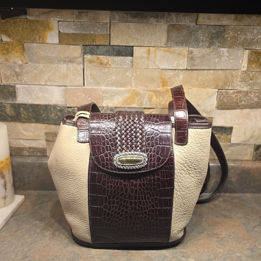 Brighton Cream and Brown Leather Women's Bag